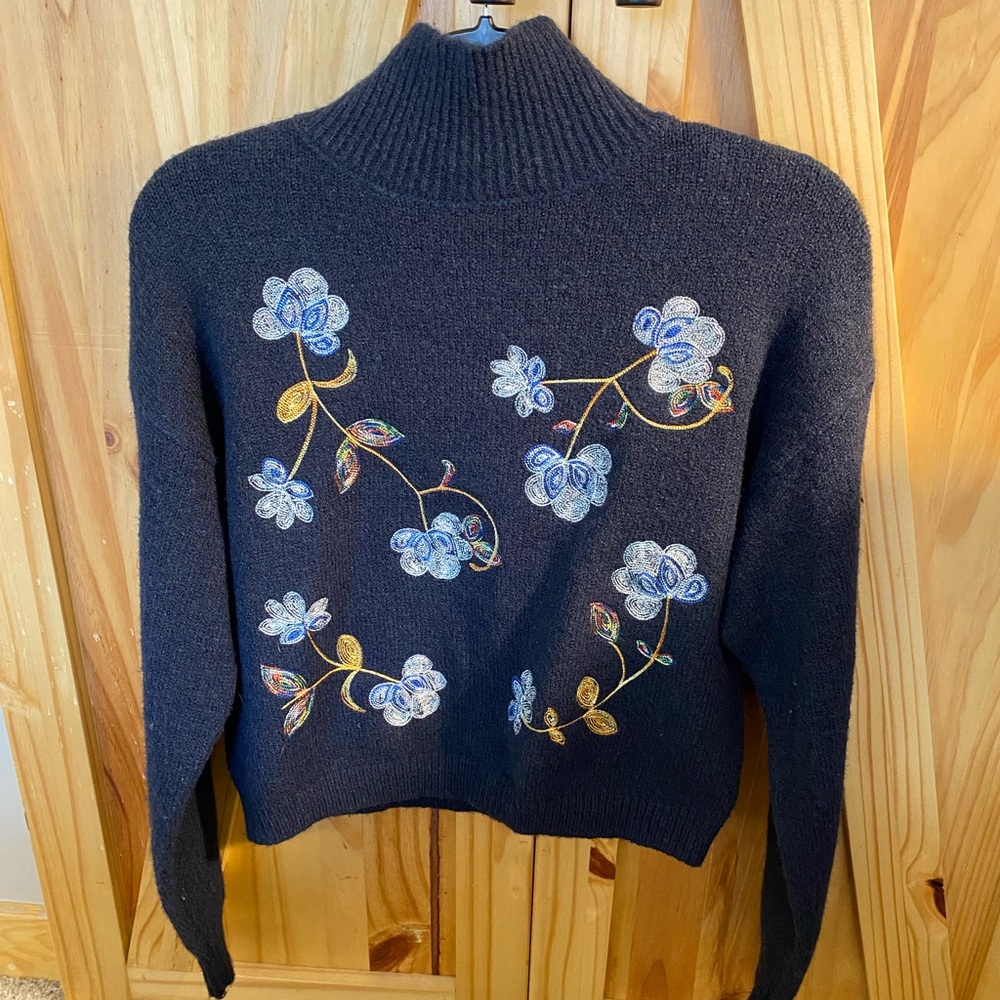 Francesca’s Blue Floral Sweater